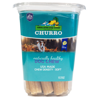 Himalayan Dog Chew Churro, Soft Yak Cheese Treat, Peanut Butter, 4 Sticks | 100% Natural, Soft Density Dental Support, Gluten Free, Healthy Safe Dog Treats for All Breeds and Ages, Lactose & Grain Free