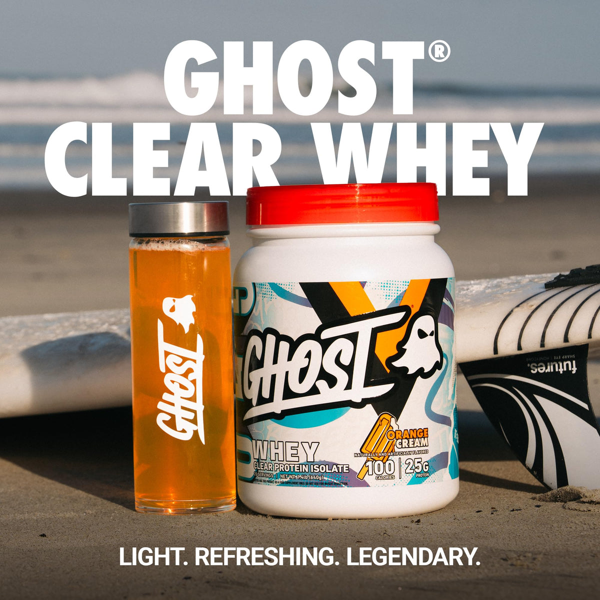 GHOST Clear Whey Isolate Protein Powder, Blue Raspberry - 1.4 LB Tub, 25G of Whey Protein - Post Workout Drink for Muscle Gain & Recovery – Sugar Free, Soy Free & Zero Fat, 20 Servings