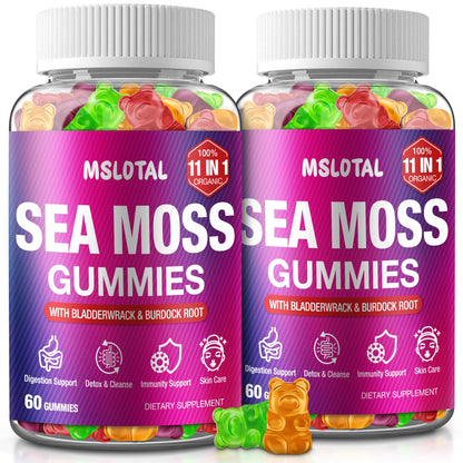 MSLOTAL Irish Sea Moss Gummies with Ashwagandha Bladderwrack and Burdock Root - Natural Irish Seamoss Supplement for Thyroid, Energy, Immune Support - 60 Vegan Gummy MSLOTAL buy supplements Au