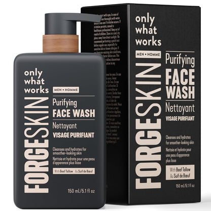 Forge Skin Beef Tallow Face Wash for Men - Morning Nourishing Hydrating Facial Cleanser - Gentle Cleansing Moisturizer for Hydration - Exfoliating Facial Skincare for Clean Skin (5 OZ)