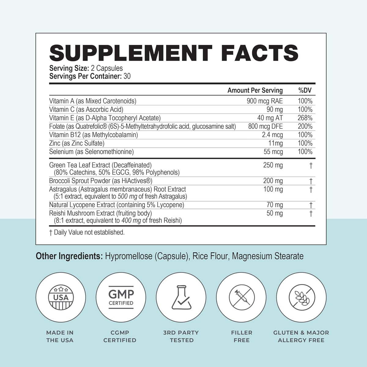 Dietary Supplement Tablets by Papillex - All Natural Immune Support - Immunity Defense - Best Immune System Booster - Organic 60 Capsules Bottle (Single Bottle)