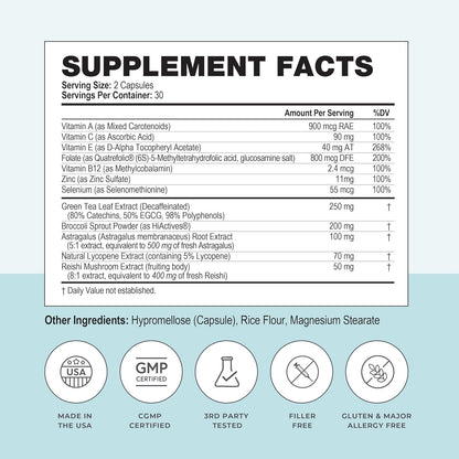 Dietary Supplement Tablets by Papillex - All Natural Immune Support - Immunity Defense - Best Immune System Booster - Organic 60 Capsules Bottle (Single Bottle)