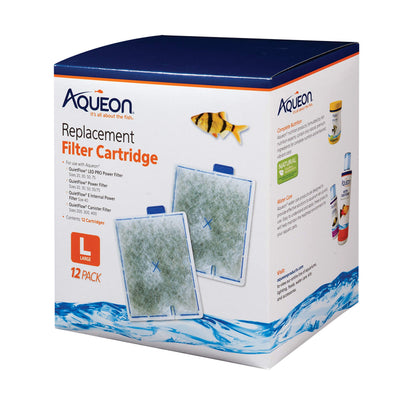 Aqueon Aquarium Fish Tank Replacement Filter Cartridges, Large - 3 Pack | Fish tank filter cartridge with activated carbon, rinse-install tab, change every 4 weeks, fits canister filter 200-400