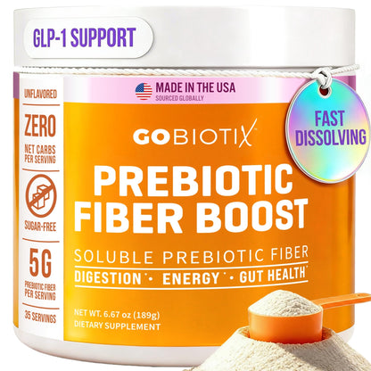 GOBIOTIX Fiber Supplement Powder with Prebiotics for Digestive Health, Soluble Fiber for Gut Health & Debloat, Keto