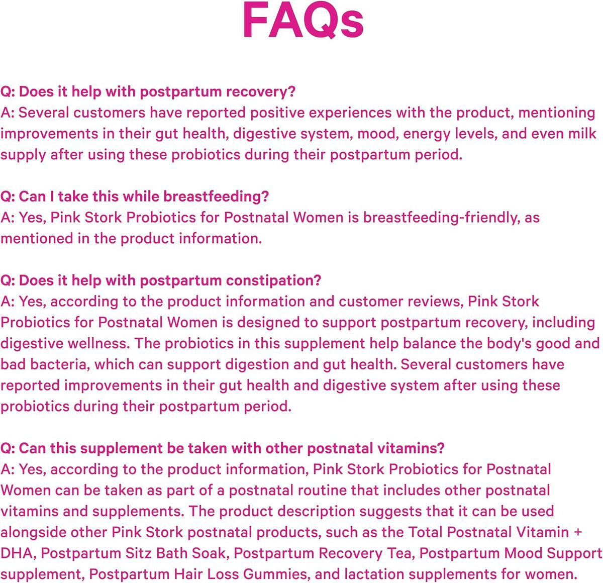 Pink Stork Probiotics for Postnatal Women - 30 Billion CFUS with Ashwagandha and Chamomile, Postpartum Essentials for Hormone Balance, Mood Support, Gut Health, Digestive Wellness, 30 Capsules