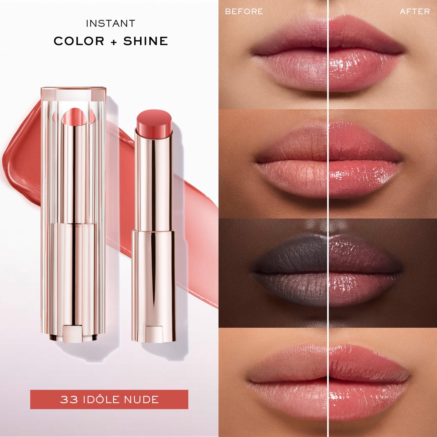 Lancôme Lip Idôle Squalane-12 Butterglow™ Hydrating Lip Balm – Instant Shine, 24H Hydration, and Buildable Color for Smooth & Moisturized Lips - 33 IDOLE NUDE