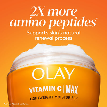Olay, Vitamin C MAX Face Moisturizer, Brightening Cream for Women, Hydrating, Evens Tone, Dark Spot and Hyperpigmentation Reduction