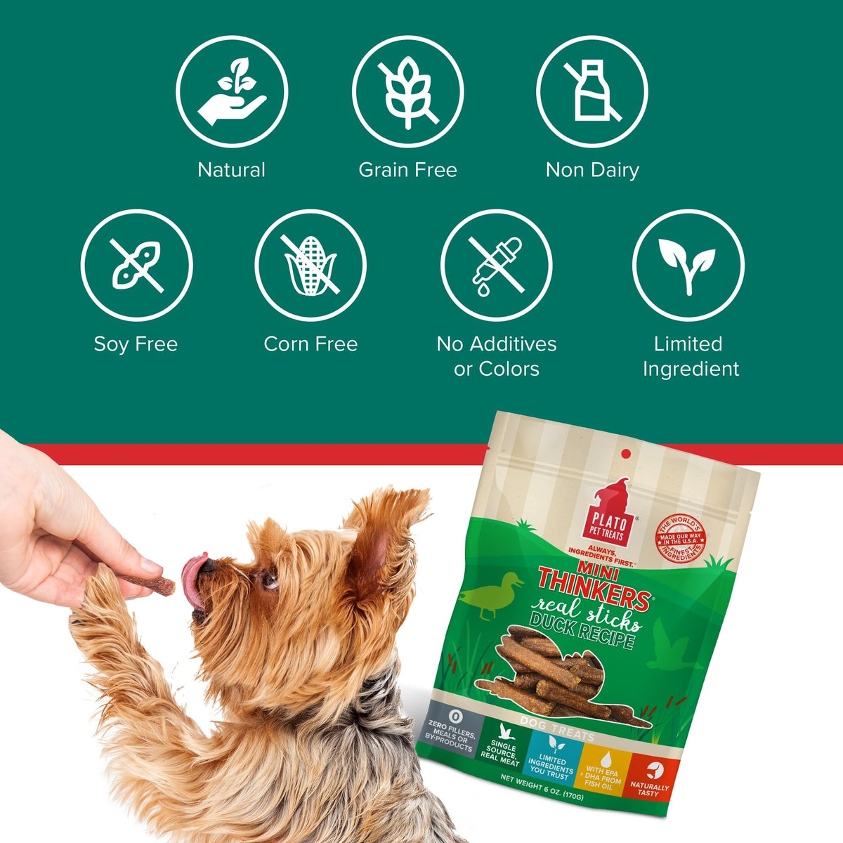 Plato Meat Sticks Salmon Dog Treats, Air-Dried High-Protein Soft Chews with Omega Fish Oil (EPA & DHA), 10 oz