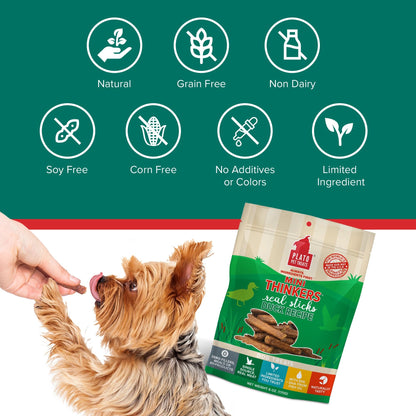Plato Meat Sticks Salmon Dog Treats, Air-Dried High-Protein Soft Chews with Omega Fish Oil (EPA & DHA), 10 oz