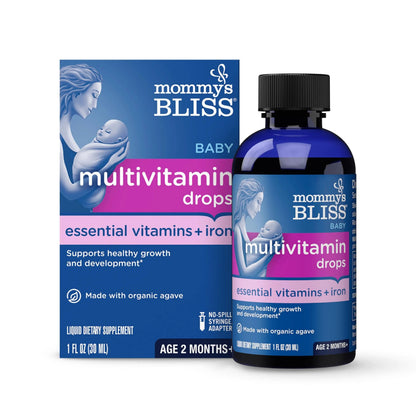 Mommy's Bliss Baby Multivitamin + Iron, Daily Essential Baby Vitamins for Immune Support, Healthy Growth & Bone Development, Age 2 Months+, 30 ml Mommy's Bliss