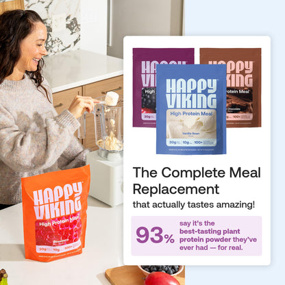 Happy Viking Plant-Based Protein Powder +100 Superfoods Vanilla Meal Replacement Shake, Created by Venus Williams, 30g Plant Protein, 10g Fiber, Vegan, Gluten-Free, Non-GMO, 15 Meals Happy Viking buy supplements Au