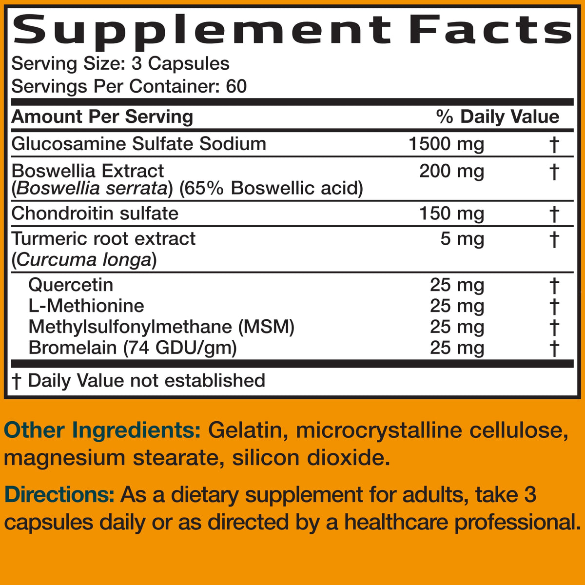 Bronson Glucosamine Chondroitin Turmeric & MSM Joint Support, 60 Capsules | Standardized Boswellia, Shellfish-Free Glucosamine, Mobility & Comfort Support, Non-GMO, Gluten-Free & Soy-Free