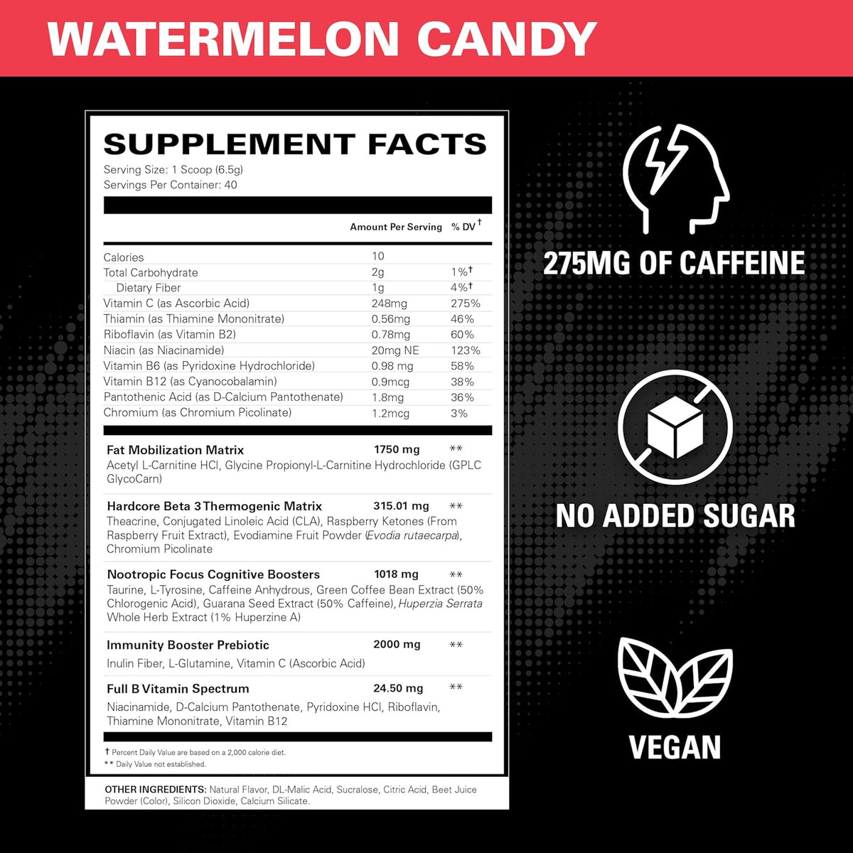 EHP Labs OxyShred Hardcore Super Dosed Pre Workout Powder - Preworkout Powder with L Glutamine & Acetyl L Carnitine, Energy Boost Drink - 275mg of Caffeine - Watermelon Candy, 40 Servings