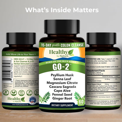 Colon Cleanse & 15 Day Gut Cleanse for Women, Men - Gentle Natural Herbal Laxative & Bowel Movement Supplement - Gut Detox Support and Relief of Occasional Constipation, Bloating (60 Count)