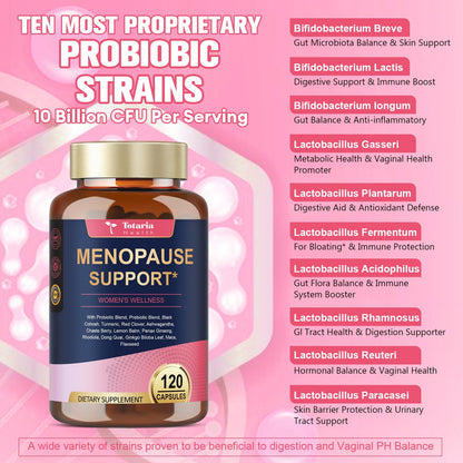 40-in-1 Menopause Supplements for Women, Multibenefit & Complete Black Cohosh for Hot Flashes, Night Sweats & Hormone Balance, w/ Probiotics, DIM, Vitex, Dong Quai, Red Clover and More, 120 Vegan Caps Totaria buy supplements Au