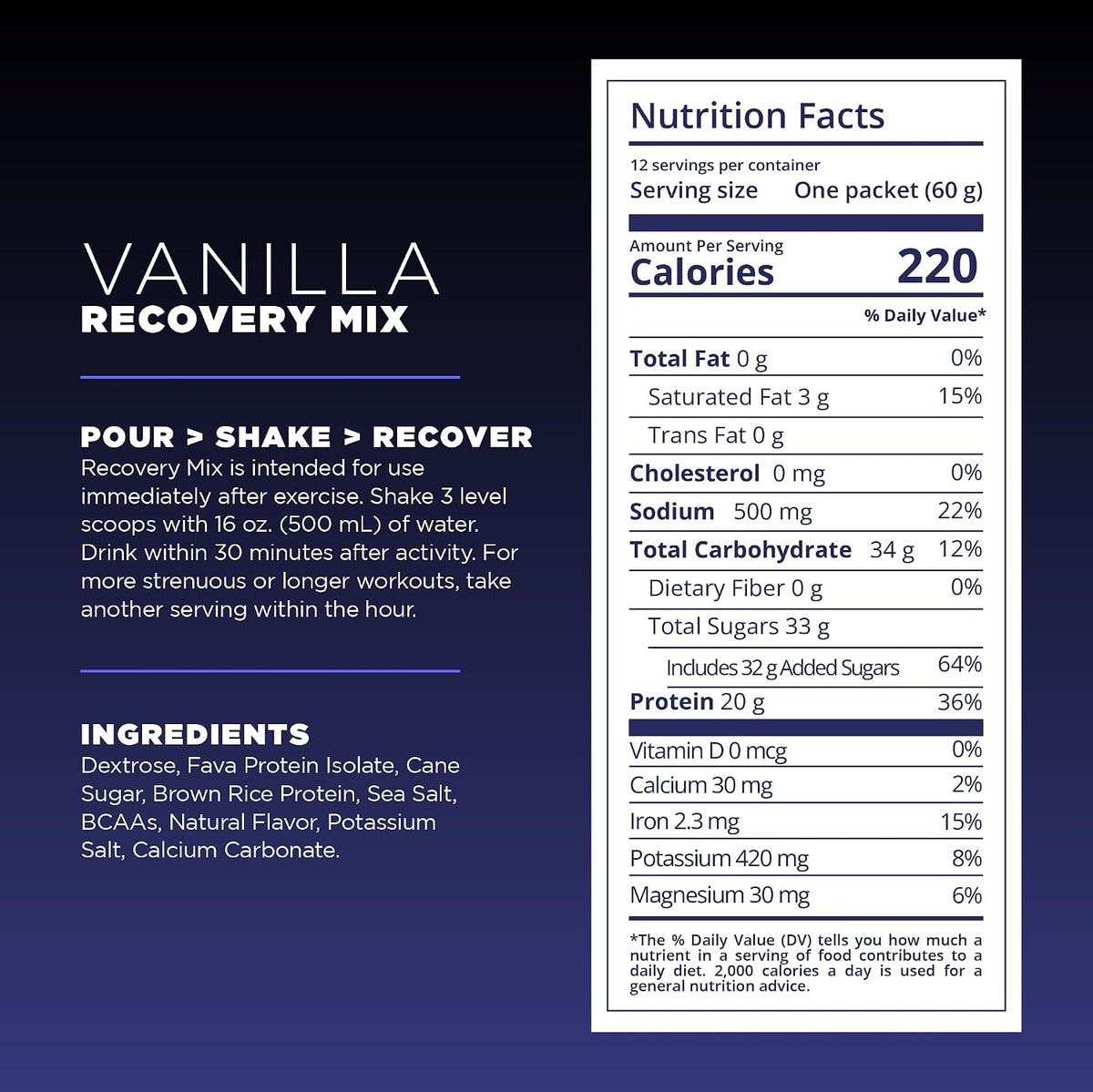 Tailwind Nutrition Recovery Mix, Vanilla, 12 Single-Serving Sachets