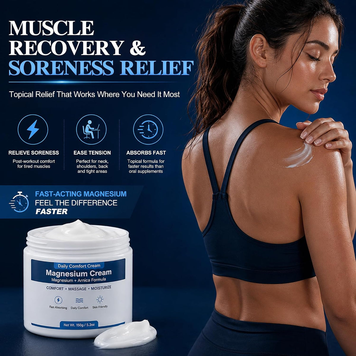 Magnesium & Arnica Body Cream with MSM, Boswellia Extract, Lavender Oil & Raw Shea Butter | Fast Absorbing Topical Magnesium Chloride Lotion for Muscle Joint Discomfort Relief