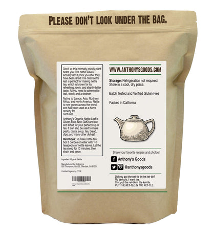 Anthony's Organic Nettle Leaf, 1 lb, Gluten Free, Non GMO, Cut & Sifted, Non Irradiated, Keto Friendly
