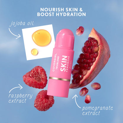 COVERGIRL Trublend Skin Enhancer Blush Balm Stick, Vegan Formula, Easy to Use, Glides on Effortlessly, Non-Greasy, Doesn't Crease - 225 Candied Strawberry (Bright Red)