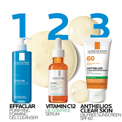La Roche-Posay Pure 12% Vitamin C Oil Control Serum For Face With Hyaluronic Acid & Salicylic Acid, Hydrating Face Serum for Oily