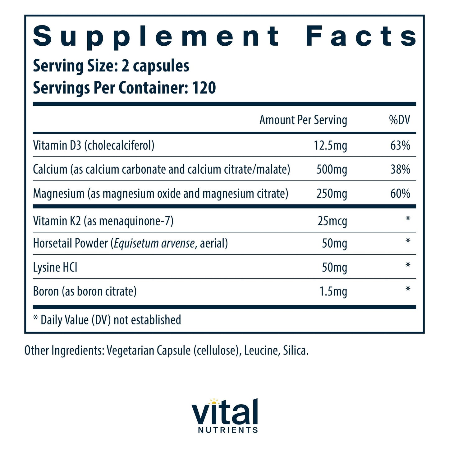 Vital Nutrients Osteo-Nutrients II - Vitamin K2 + D3, Calcium, Boron, and Magnesium for Bone Strength* - Healthy Heart Support - Vegetarian Supplement
