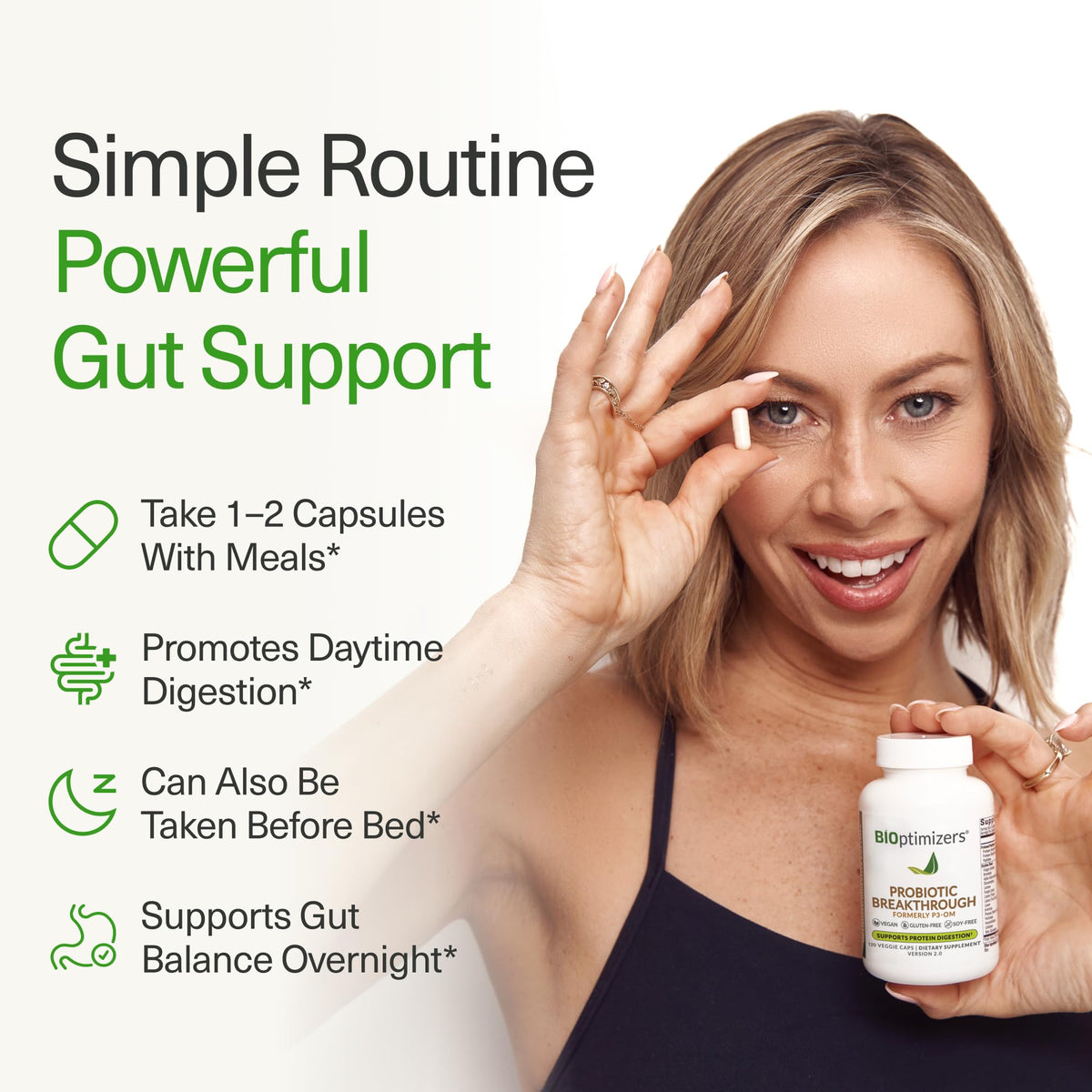 BIOptimizers Probiotic Breakthrough – Lactobacillus Plantarum OM Probiotics & Prebiotics Health Supplement for Gut, Digestive & Immune Support Probiotics for Women Men Elderly– 30 Vegan Capsules