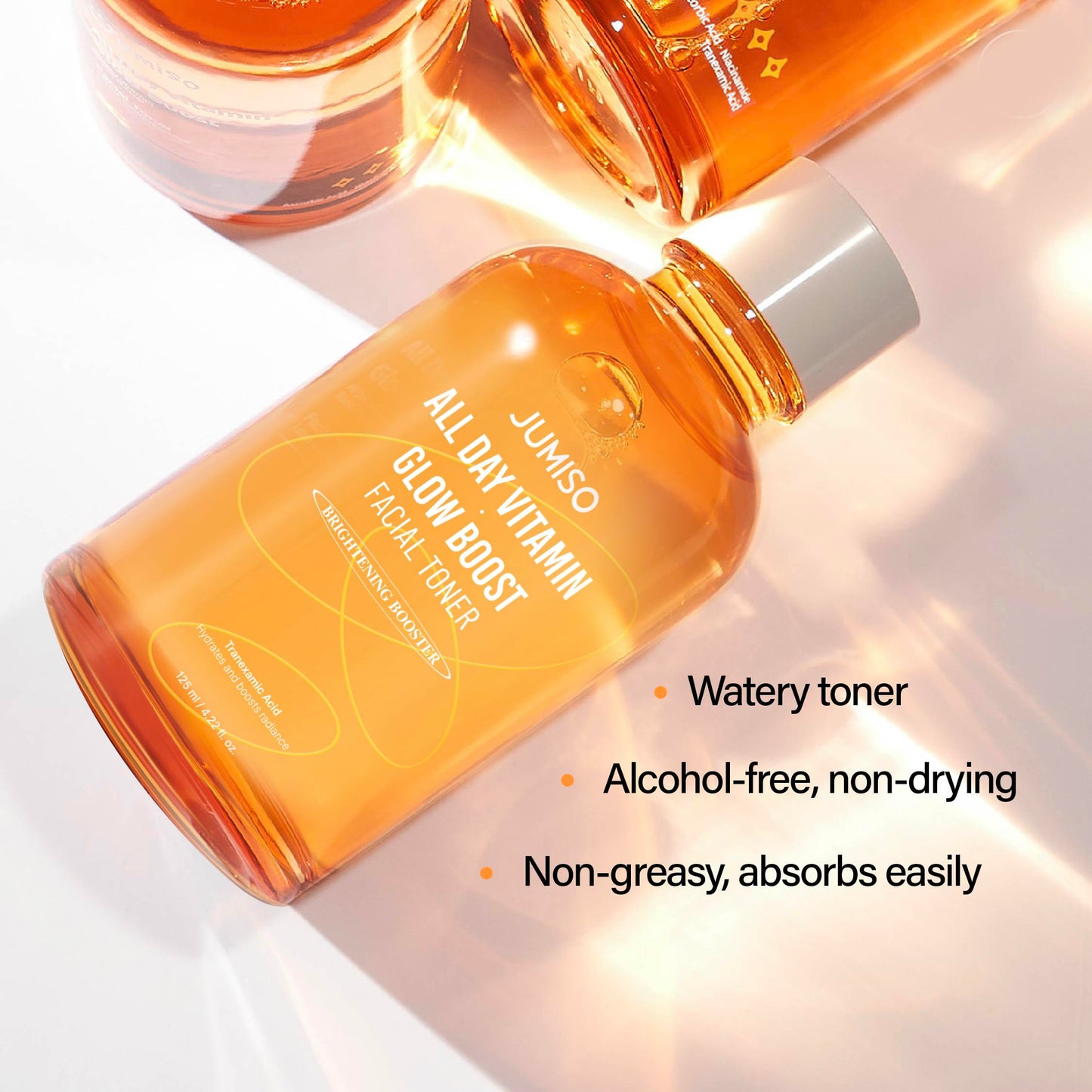 JUMISO All Day Vitamin Glow Boost Facial Toner, Vitamin Daily Toner, Vitamin B,C Toner, Skin Brightening Hydrating, Glowing Toner, Naturally Radiant&Plump Skin, EO&Fragrance Free, 125ml 4.22 FL.OZ