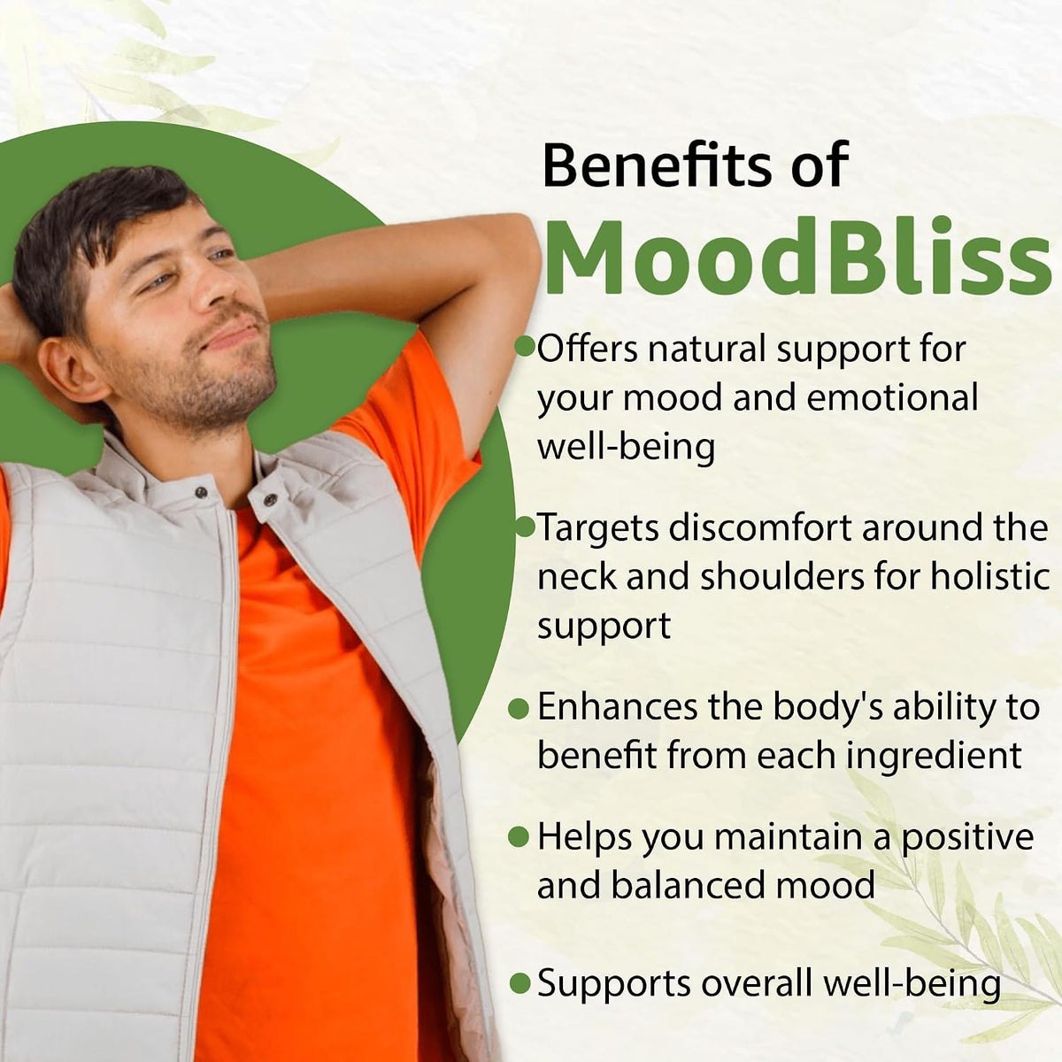 Bodymune Organic MoodBliss | Supports a Calm, Relaxed & Positive Mood* | with Ashwagandha, St. John's Wort & Lemon Balm | USDA Organic, USA-Made, Non-GMO, Gluten-Free - 60 cts.