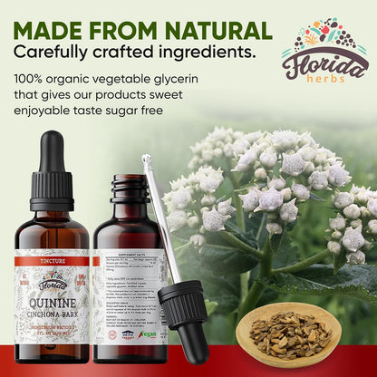 Quinine Tincture Extract, Quinine Liquid (Cinchona officinalis) Dried Bark Herbal Supplement- Non GMO Gluten Free in Cold-Pressed Vegetable Glycerine 670 mg (2 oz)