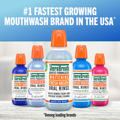 TheraBreath Whitening Mouthwash, Dazzling Mint, Dentist Formulated, 1 Liter
