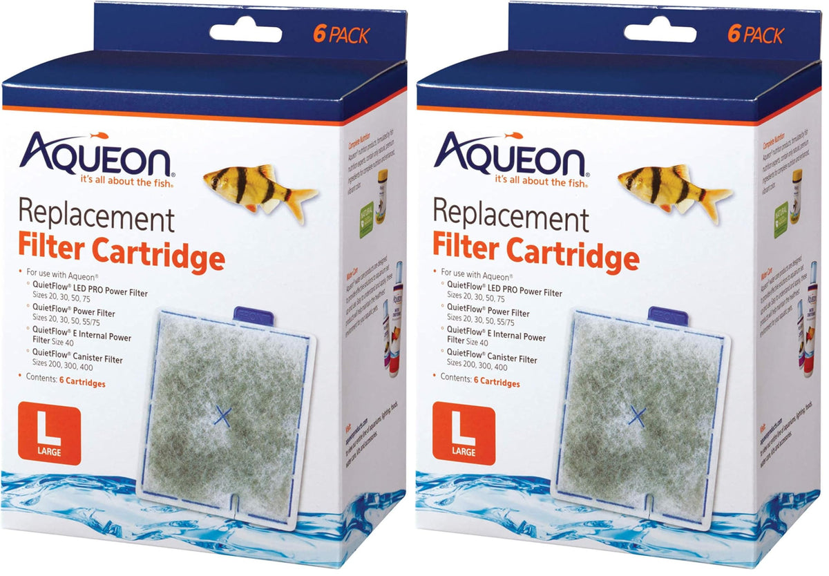 Aqueon Aquarium Fish Tank Replacement Filter Cartridges, Large - 3 Pack | Fish tank filter cartridge with activated carbon, rinse-install tab, change every 4 weeks, fits canister filter 200-400