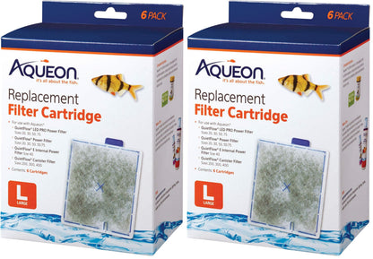 Aqueon Aquarium Fish Tank Replacement Filter Cartridges, Large - 3 Pack | Fish tank filter cartridge with activated carbon, rinse-install tab, change every 4 weeks, fits canister filter 200-400