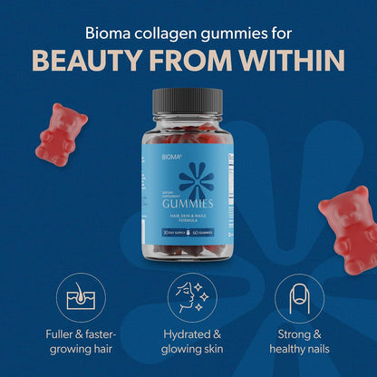 BIOMA Gut & Beauty Support Bundle – Probiotic for Digestive Health + Hair, Skin & Nails Gummies with Biotin & Collagen – Promotes Gut Balance, Strong Hair & Glowing Skin – 2-Pack (30-Day Supply Eac