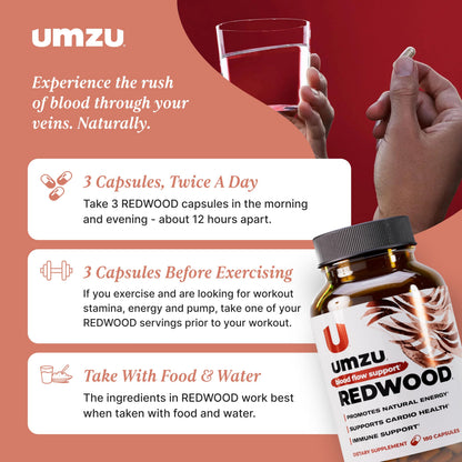 UMZU Redwood Max Nitric Oxide Booster, 1 Month Supply