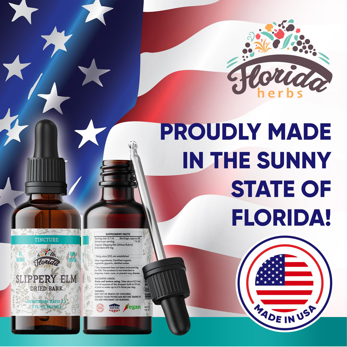 Slippery Elm Tincture 2 oz (60 ml) | Premium Alcohol-Free Herbal Extract from Ulmus Rubra | Liquid Botanical Supplement | Traditional Soothing Mucilage Formula | Made in USA