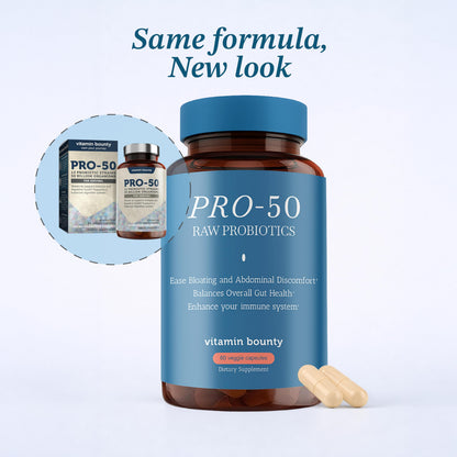 Vitamin Bounty Pro-50 - Probiotics for Women & Men - 50 Billion CFU - 13 Strains Probiotic + Prebiotic - Probiotics for Digestive Health - Delayed Release Capsules - 60 Count