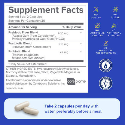 Gundry MD Bio Complete 3, 3-in-1 Probiotics, Pre & Postbiotics, 30 Servings | Certified Gluten Free, Certified Vegetarian, Supports Better Digestion, Bowel Movements & Energy, Keto Friendly, Sugar Free