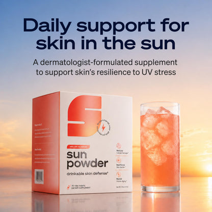 Sun Powder, First 3-in-1 Drinkable Skincare, by World-Class Dermatologist & Skin Surgeon, Regenerative Formula, Nicotinamide, Collagen Peptides, Astaxanthin,