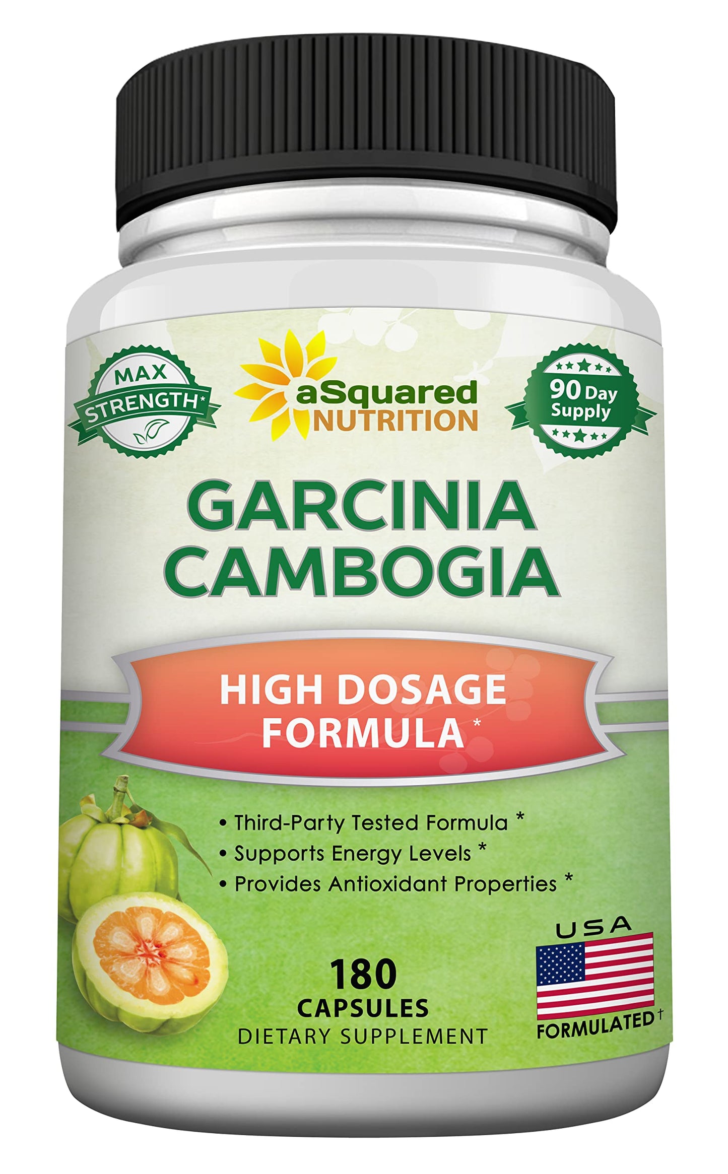 aSquared Nutrition Garcinia Cambogia 1600mg-180 Capsules-Natural Pure Extract Pills for Brain Health- Standardized Ultra HCA & Garcinia Cambogia Supplement