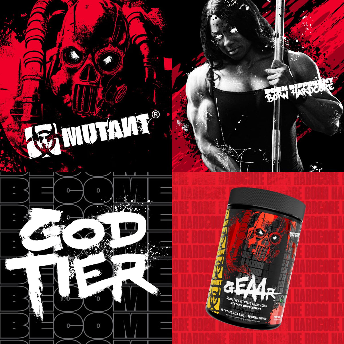 Mutant GEAAR, 10g EAAs + Arginine, Electrolytes, Fruit Punch, 14.8 oz