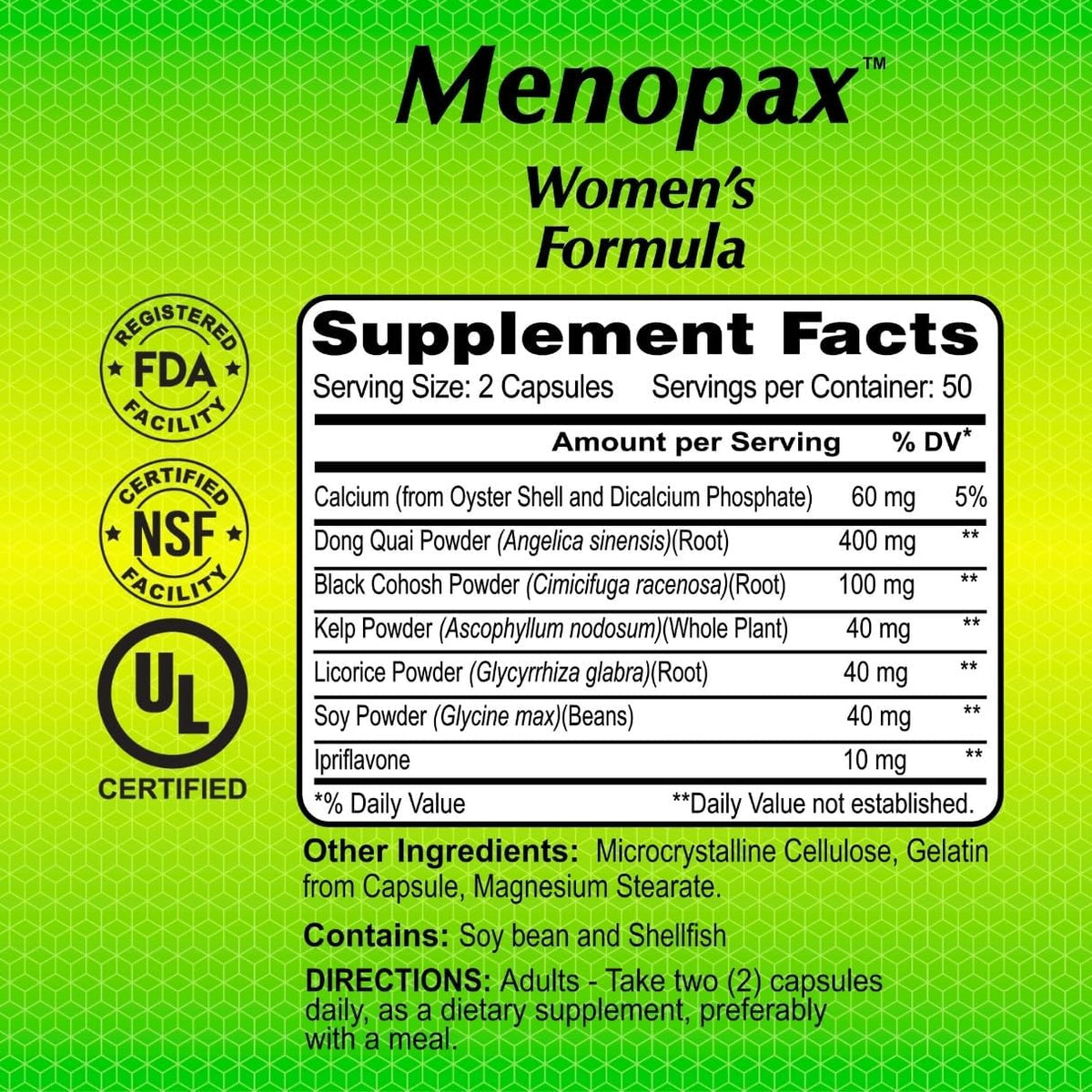 ALFA VITAMINS Menopax Women's Formula, Gluten Free Vitamin for Menstrual Health and Overall Wellness, Supports Joints, Energy, and Cycle Balance, Dietary Supplement for Women, 100 Capsules