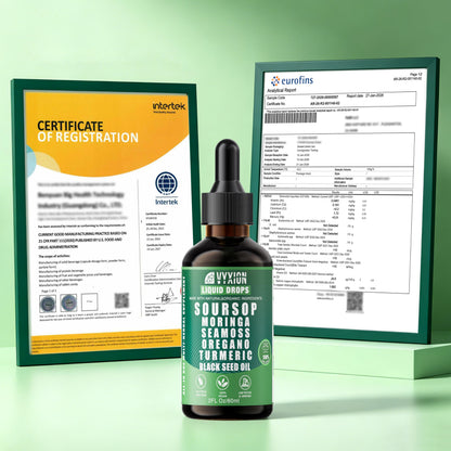 Soursop Bitters Liquid Drops 10 in 1 with Sea Moss, Moringa, Turmeric, Black Seed Oil, Oregano, Ashwagandha | Herbal Extracts for Overall Health-Enhancing |Vegan, Non-GMO| 2 Fl Oz(Mixed Berry Flavor)