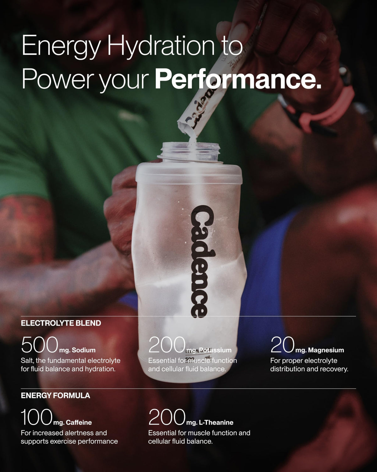 Cadence Sachets Core Melonberry - Carton (5g x 30) Science-Backed Hydration | Electrolyte Formula + Caffeine | Vegan, Keto & Paleo Friendly | Sodium, Potassium & Magnesium for Performance & Recovery