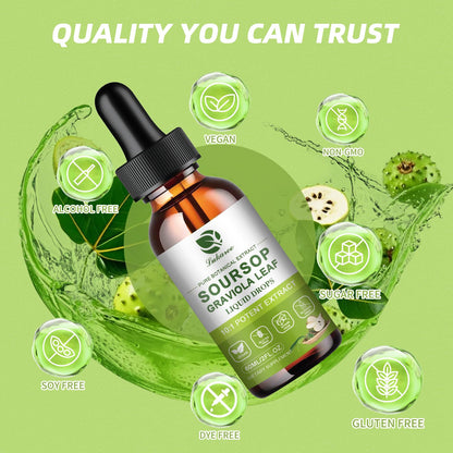 Lukaree Pure Soursop Graviola Leaves Extract - Immune Energy & Gut Support | Soursop Bitters Liquid Drop for Cell Support & Regeneration – Cold Extract with High Potency– Vegan | Gluten-Free | 2 Fl Oz