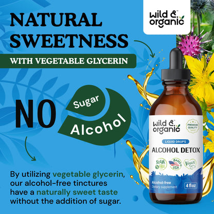 Wild & Organic Alcohol Detox Drops - Liver & Kidney Cleanse with Milk Thistle, Chanca Piedra Stone Breaker - Anti Alcohol Complex for Liver Cleanse Detox
