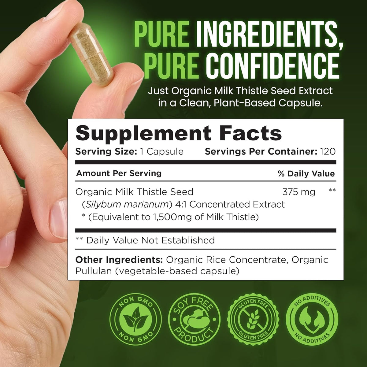 OmniBiotics Organic Milk Thistle Supplement 1500mg – 4X Concentrated Extract with Silymarin – High Potency Liver Detox & Support – 120 Vegan Capsules (Pack of 2)