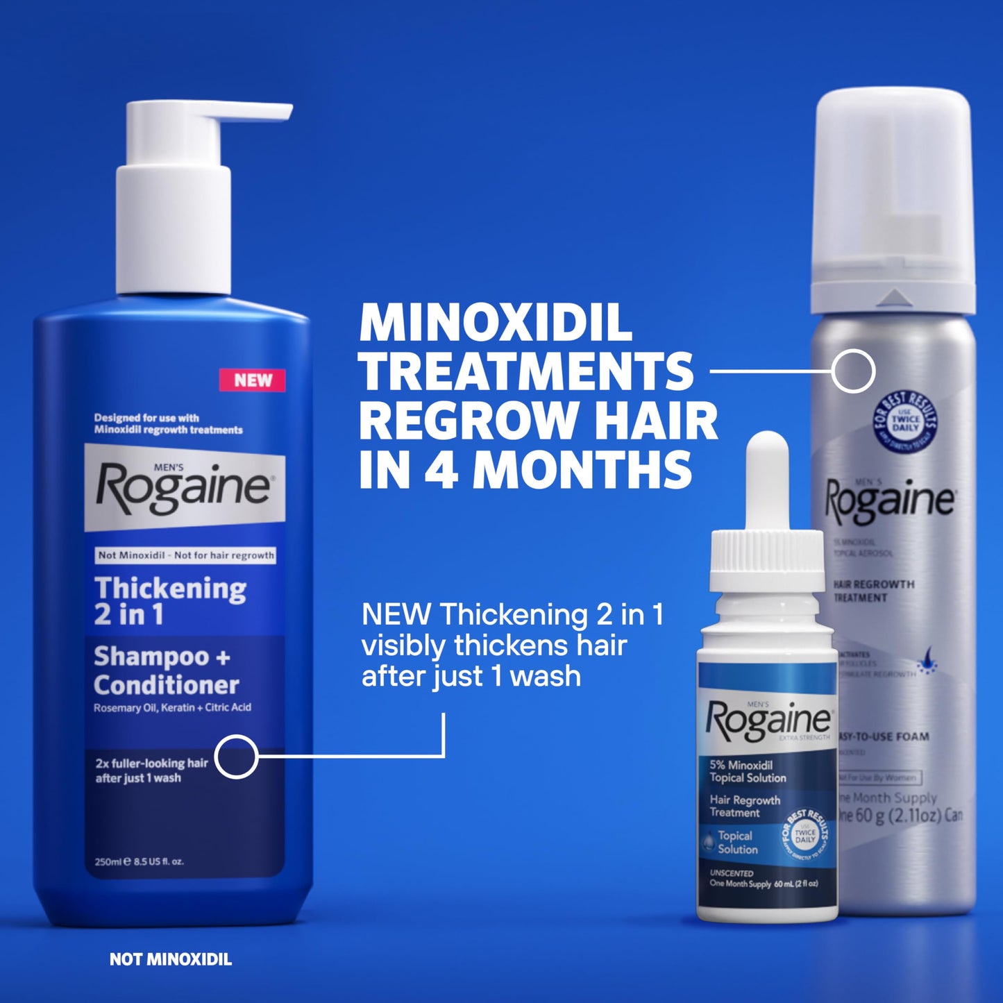 Men’s Rogaine 5% Minoxidil for Men Foam, Clinically Proven Regrowth for Thinning Hair, Topical Hair Loss Treatment, Unscented Topical Aerosol, Results in 8–16 Weeks