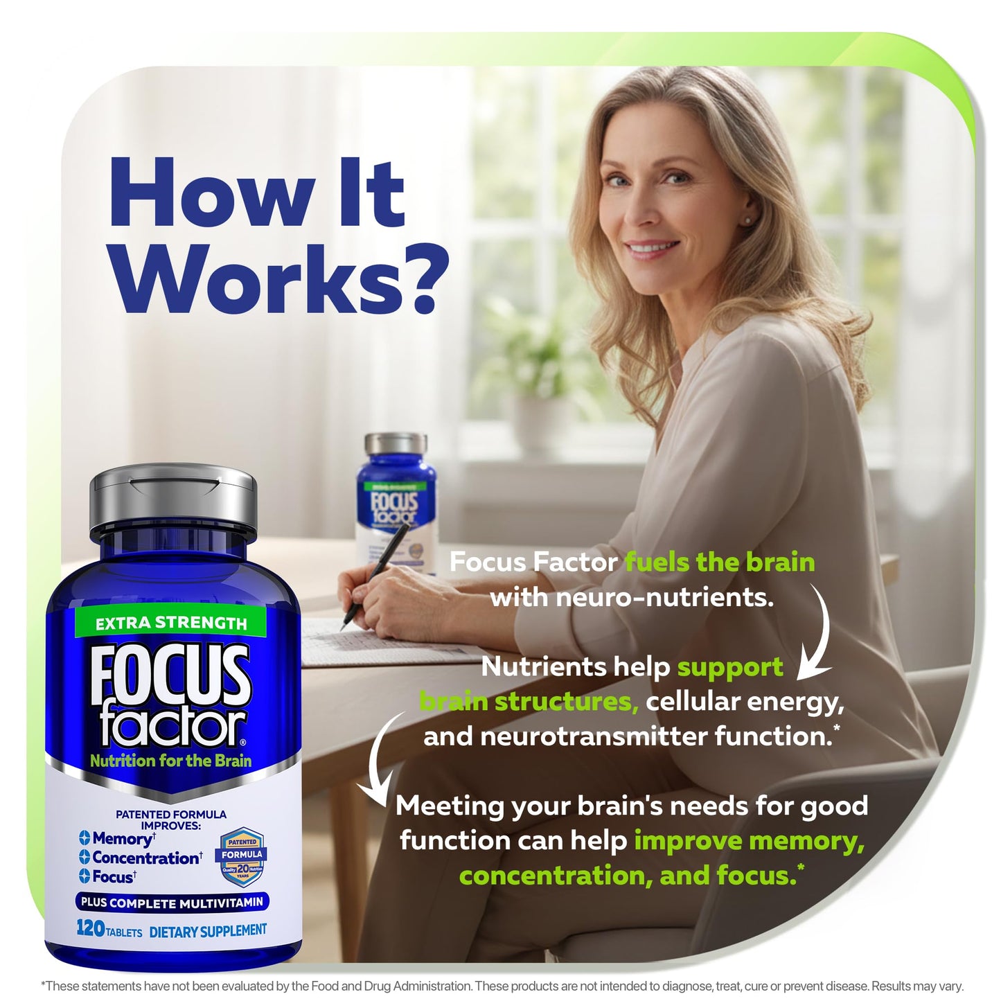 Focus Factor Adults Extra Strength, 120 Count - Brain Supplement for Memory, Concentration and Focus - Complete Multivitamin with DMAE, Vitamin D, DHA - Trusted Health Vitamins Focus FactorBuy Supplements Australia