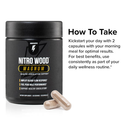 InnoSupps Nitro Wood Magnum – Nitric Oxide Booster for Men – Supports Blood Flow, Circulation & Male Performance – Stamina, Endurance & Size Support – 60 Veg Capsules