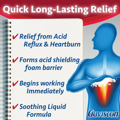 Gaviscon Gaviscon Extra Strength Liquid Fruit | Long-Lasting Acid Reflux and Heartburn Relief | 340ml 1 Count